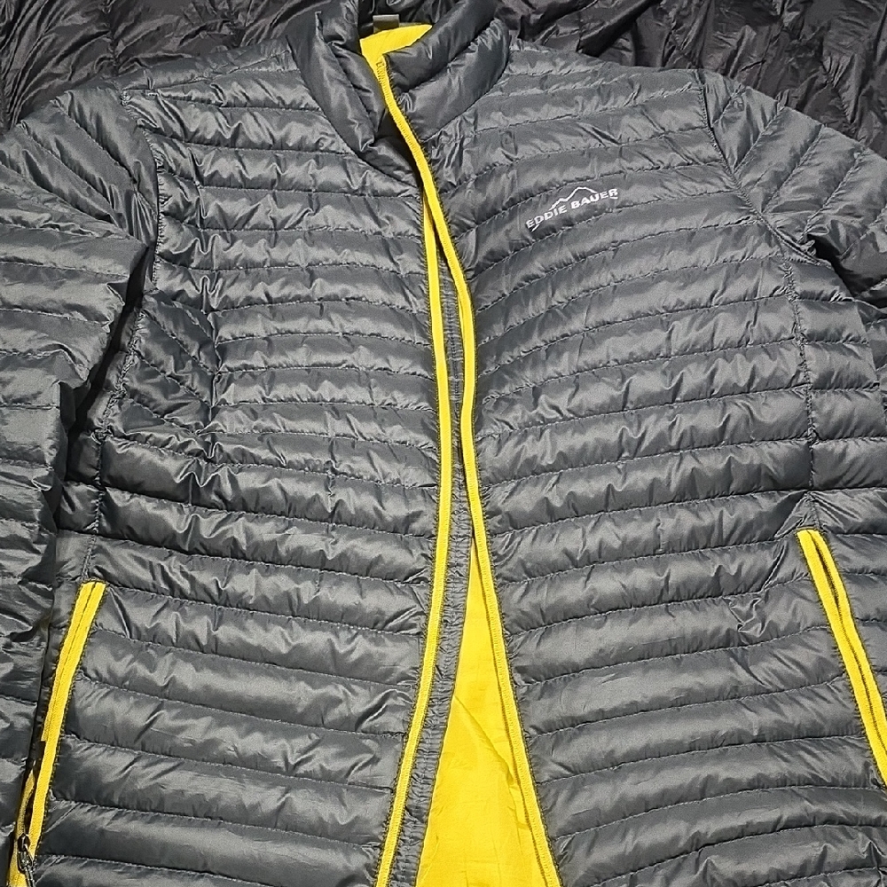 Eddie Bauer Gray and Yellow Puffer Jacket